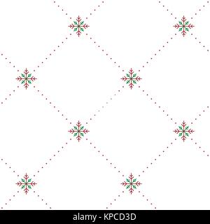 Seamless vector pattern. Christmas motif with dotted lines. Stock Vector