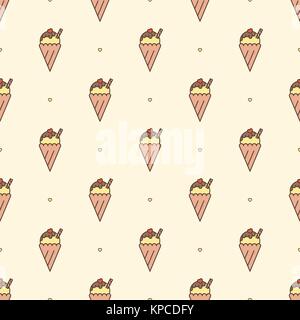 Seamless vector pattern. Candies motif. Ice cream and hearts. Stock Vector