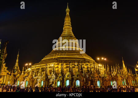 Shwe Dagon pagoda, It is located in the center of Yangon, Myanmar, April-2017 Stock Photo