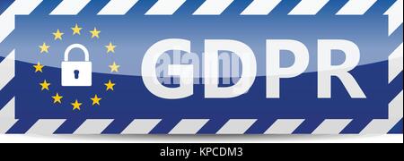 GDPR - European General Data Protection Regulation. Banner with EU stars and shadow Stock Vector