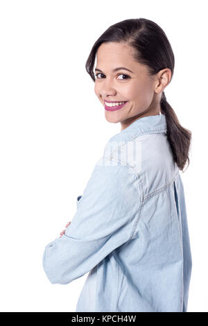 side pose of little girl Stock Photo - Alamy