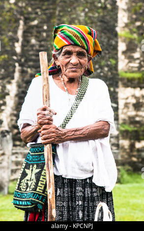 TIKAL, GUATEMALA - DEC 21, 2015. Portrait of a unidentified Guatemalan woman in Tikal on December 21, 2015, Guatemala. Stock Photo