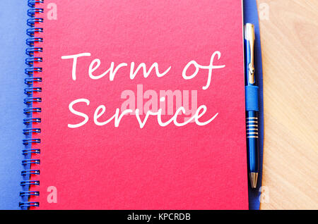 Term of service write on notebook Stock Photo