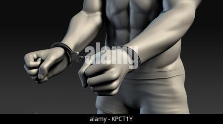 Man in Handcuffs Stock Photo
