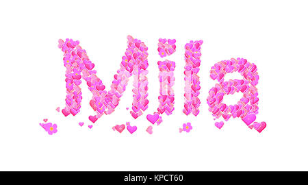 Name set with hearts decorative lettering type design Stock Photo