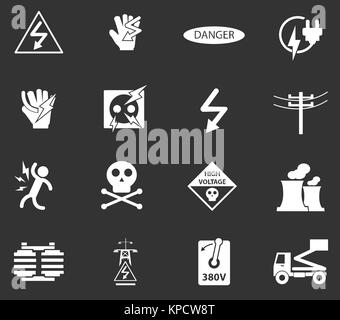 High voltage icons set Stock Photo