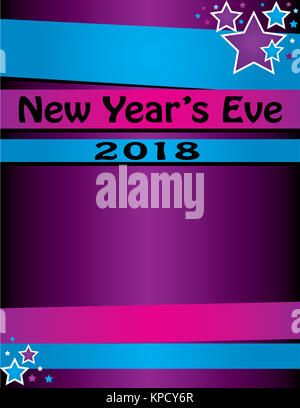 New Year's Eve Party for 2018 poster or invitation template. Bright colors for celebration. Stock Photo