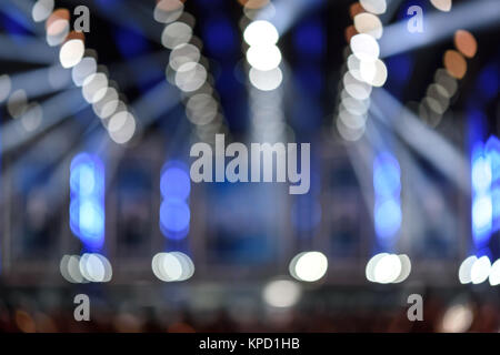 Abstract blurred background of the entertainment show lights with bokeh effect. Stock Photo