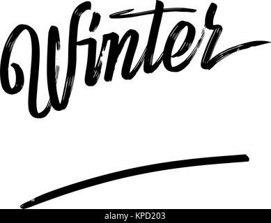 Winter written phrase, lettering by hand. Calligraphy vector sketch with thick brush pen. Stock Vector