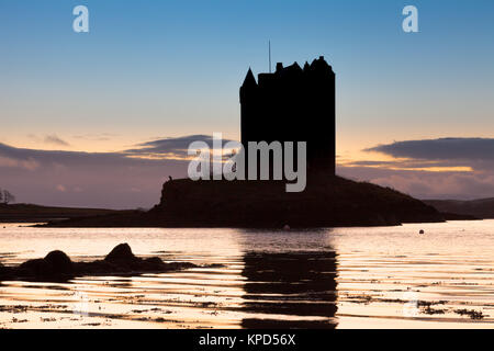 Castle Stalker, Argyll, Scotland in evening in winter Stock Photo