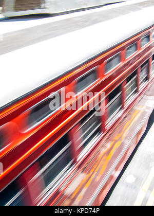 View of a classic San Francisco tram in movement in Market street Stock Photo
