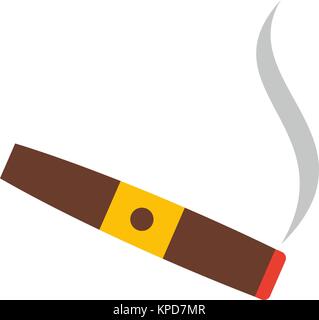Flat cigar with smoke Stock Photo