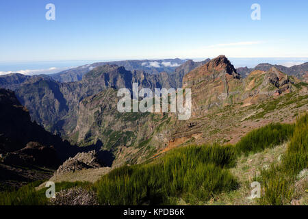 view from pico de ariero on pico ruivo Stock Photo