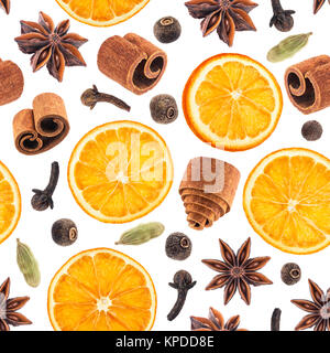 Seamless pattern of christmas spices Stock Photo