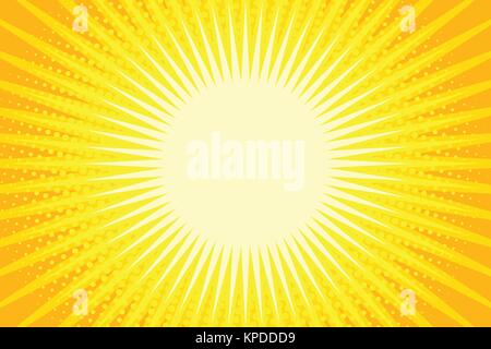 Yellow rays pop art background Stock Vector