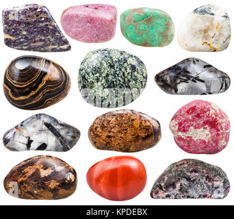 collection of natural mineral tumbled gemstones Stock Photo