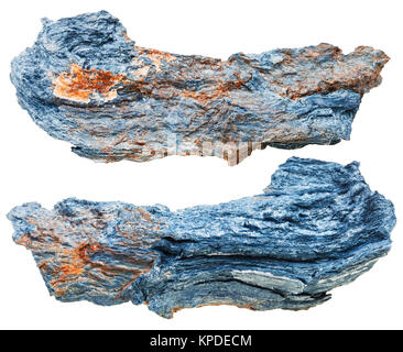 two pieces of rhodusite (blue asbestos) rocks Stock Photo