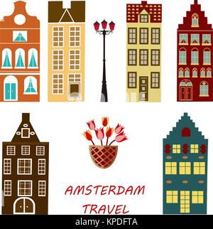 Banner of Amsterdam city. Stock Vector