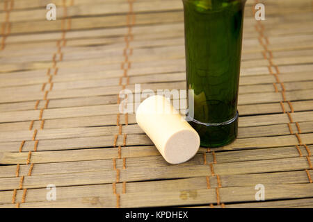 empty wine bottle with cork Stock Photo