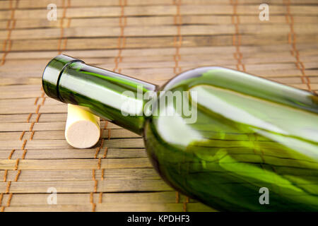 empty wine bottle with cork Stock Photo