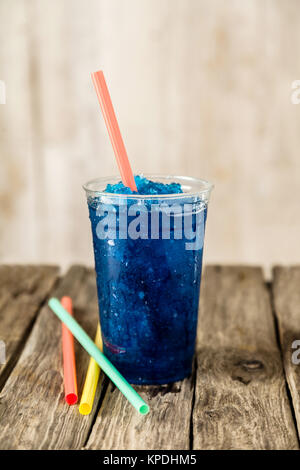 Photo Frozen Fruit Slush Granitas in Plastic Cups