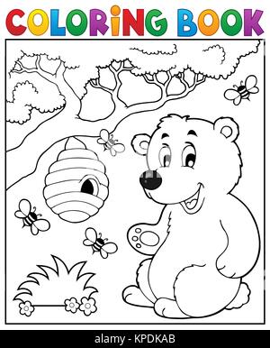 Coloring book bear theme 2 Stock Photo