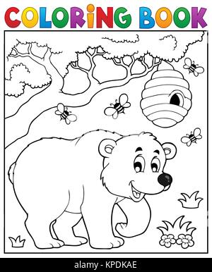 Coloring book bear theme 3 Stock Photo