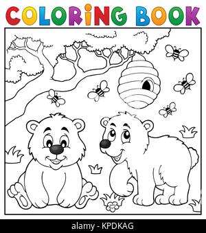 Coloring book bear theme 4 Stock Photo