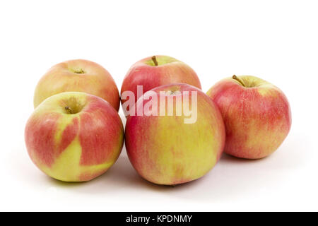 fresh juicy red and yellow apples isolated Stock Photo