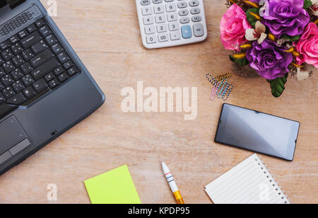 Office table, View from above with copy space Stock Photo
