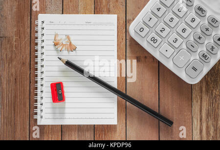 Paper for finance with pencil and calculator Stock Photo