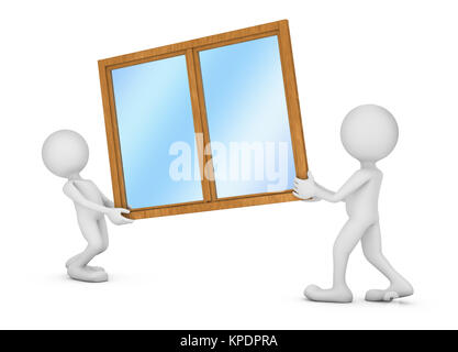 two people  holding a window Stock Photo