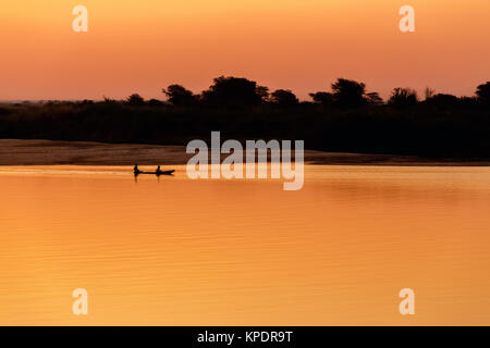 African sunset on Zambezi Stock Photo