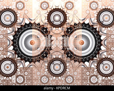 Abstract digitally generated image gears and geometric figures Stock Photo