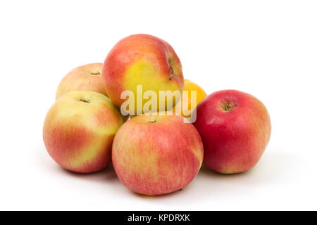 fresh juicy red and yellow apples isolated Stock Photo
