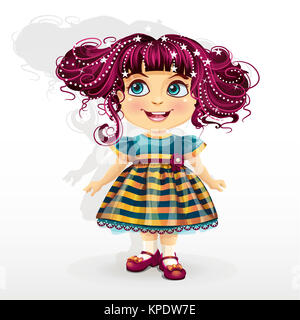 little girl with pink hair Stock Photo
