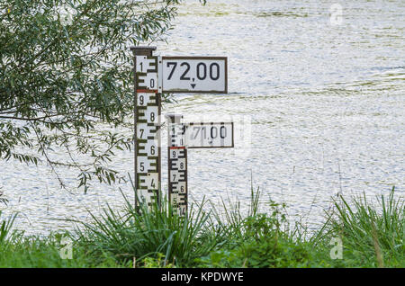 water level indicator in the ruhr water level indicator in the ruhr Stock Photo