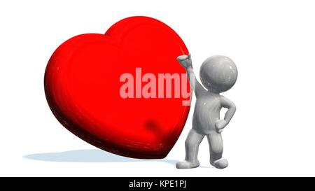 Love 3d Human With A Red Heart Isolated On White Stock Photo Alamy