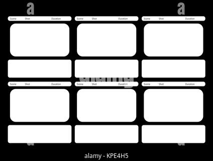 HDTV classical style 6 frame storyboard template black Stock Photo