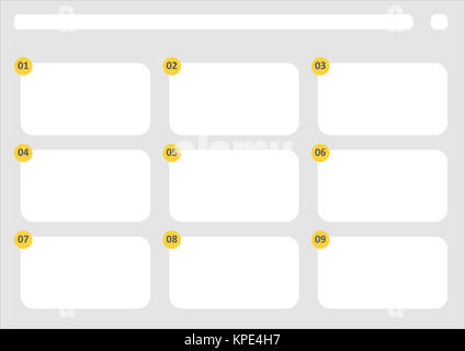 HDTV classical style 9 frame storyboard template grey Stock Photo