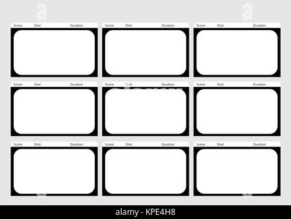 HDTV classical style 9 frame storyboard template Stock Photo