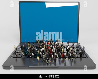 a lot of 3d characters on a laptop
