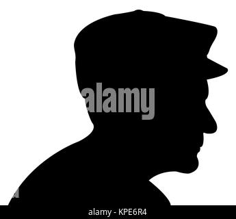 a man with hat, head silhouette Stock Photo