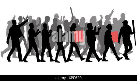 group of protester silhouette Stock Photo