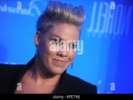 NEW YORK, NY - DECEMBER 01: Pink with Norell New York at the 11th annual UNICEF Snowflake Ball at Cipriani, Wall Street on December 1, 2015 in New York City.  People:  Pink Stock Photo