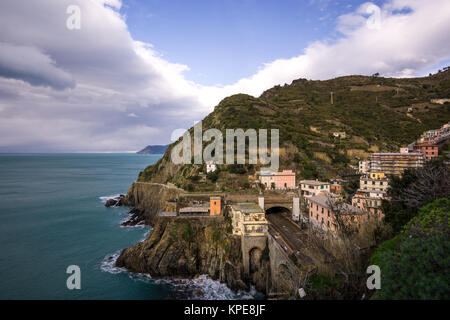 View of Riomaggiore station Stock Photo