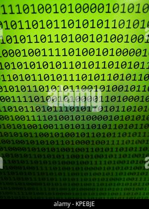 computer screen with binary codes on monitor. abstract background for digital concepts. computer coding problems selective focus. Stock Photo