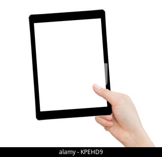 hand holding tablet similar to ipades style isolated inside Stock Photo