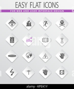 High voltage icons set Stock Photo