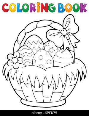 Coloring book Easter basket theme 1 Stock Photo